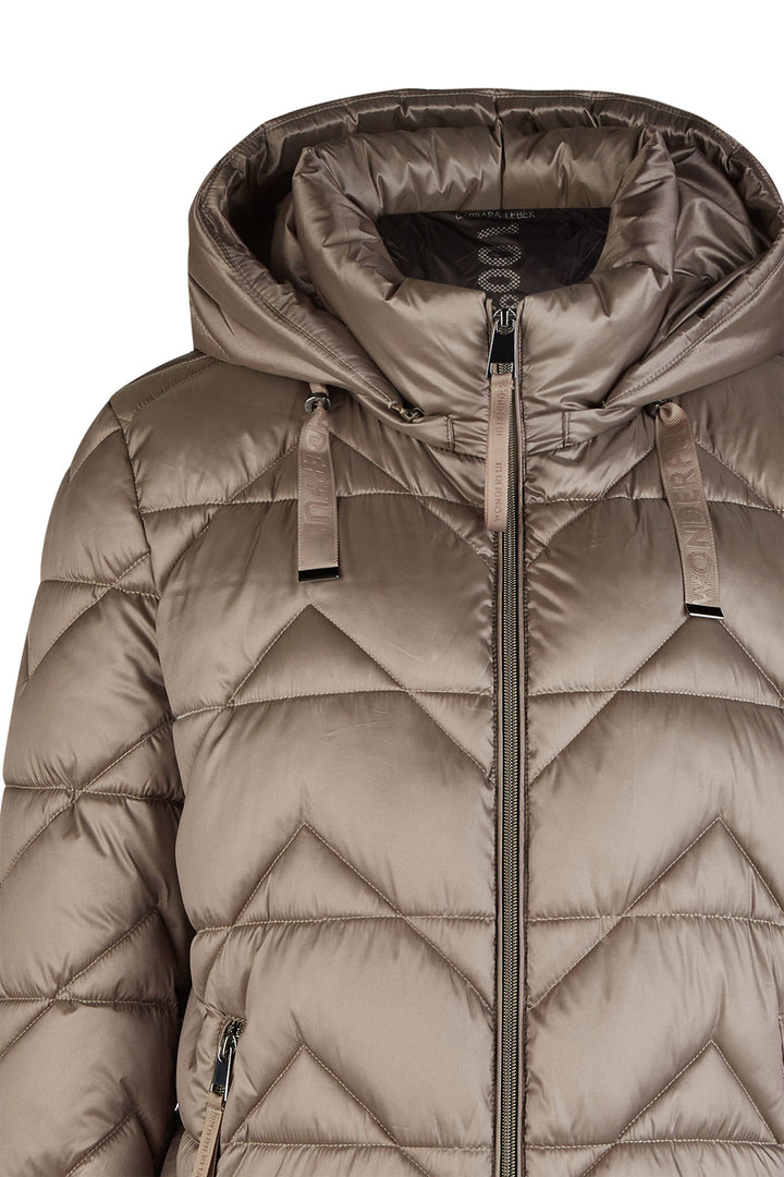 Barbara Lebek Shortcoat Taupe Down Free With Hood 10450042 305 - Shirley Allum Boutique
