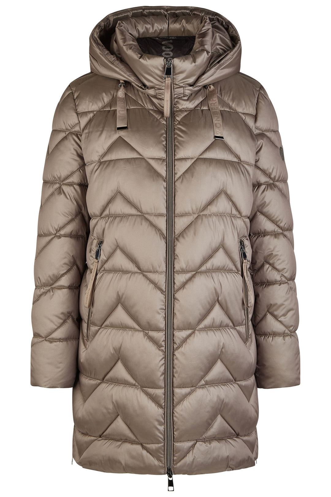 Barbara Lebek Shortcoat Taupe Down Free With Hood 10450042 305 - Shirley Allum Boutique