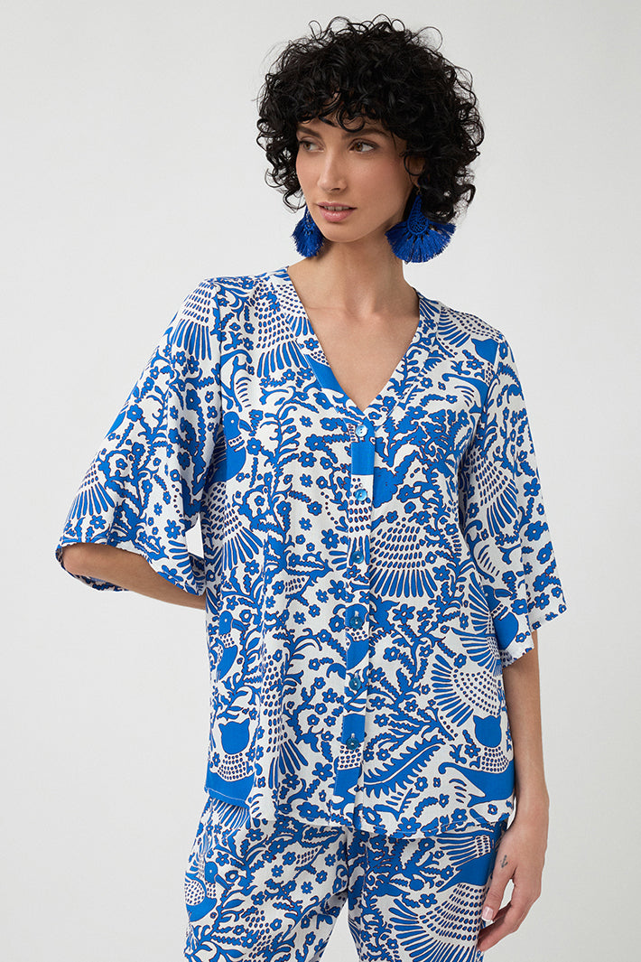 Bariloche Shirt Destin Blue Print 3794645 - Shirley Allum Boutique