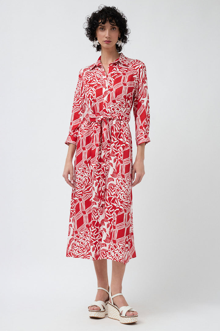 Bariloche Shirt Dress Ibiza Red Print - Shirley Allum Boutique