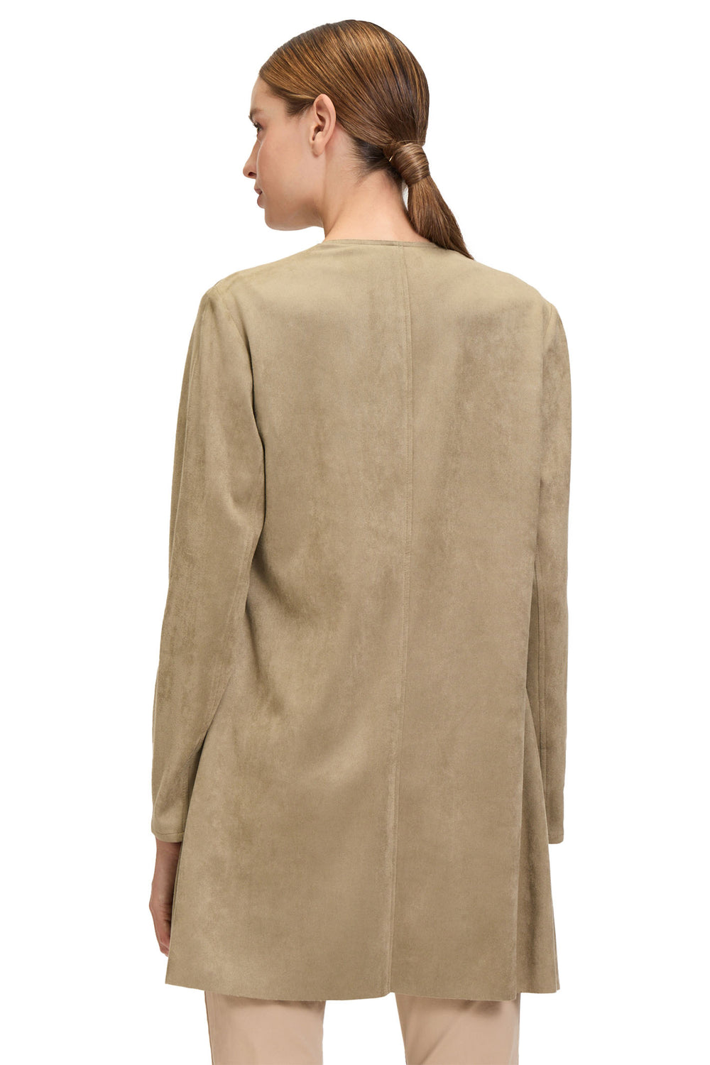 Betty Barclay Jacket Beige Suede Effect Open Front 4520 1673 7366 - Shirley Allum Boutique