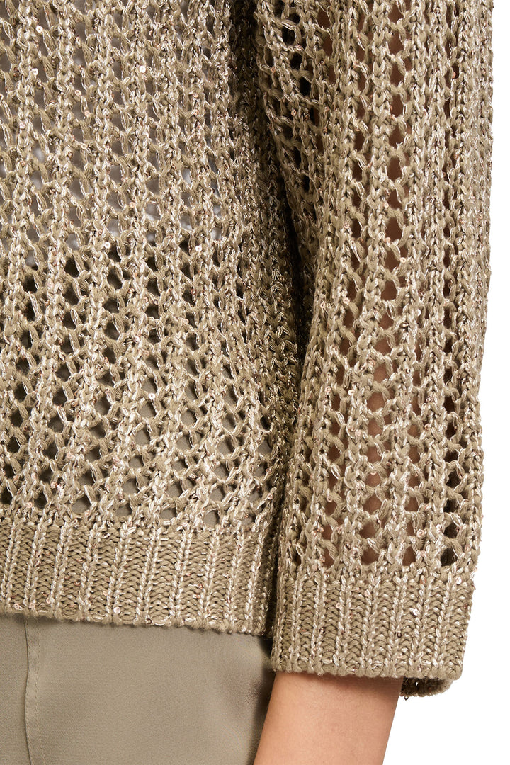 Betty Barclay Jumper Mesh Knit V-Neck Gold 5236 1128 7366 - Shirley Allum Boutique