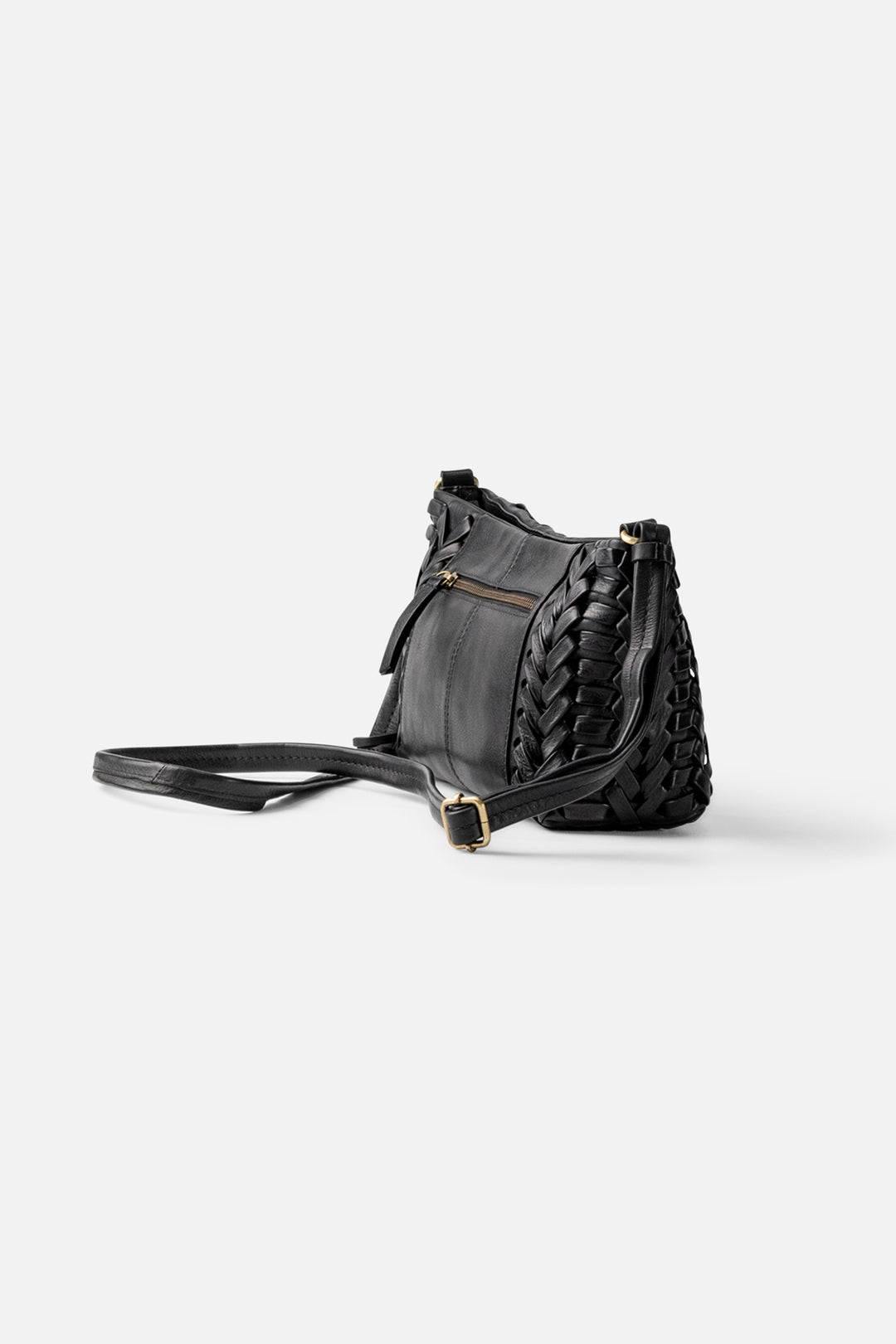 Biba Elk Black Woven Leather Cross Body Bag ELK2L, side view