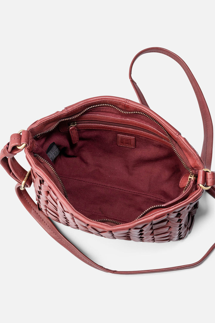 Biba Elk Burgundy Red Woven Leather Cross Body Bag ELK2L, interior