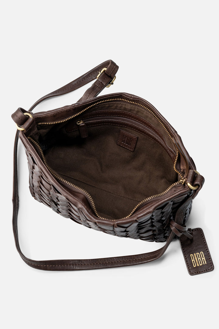 Biba Elk Dark Brown Woven Leather Cross Body Bag ELK2L, interior