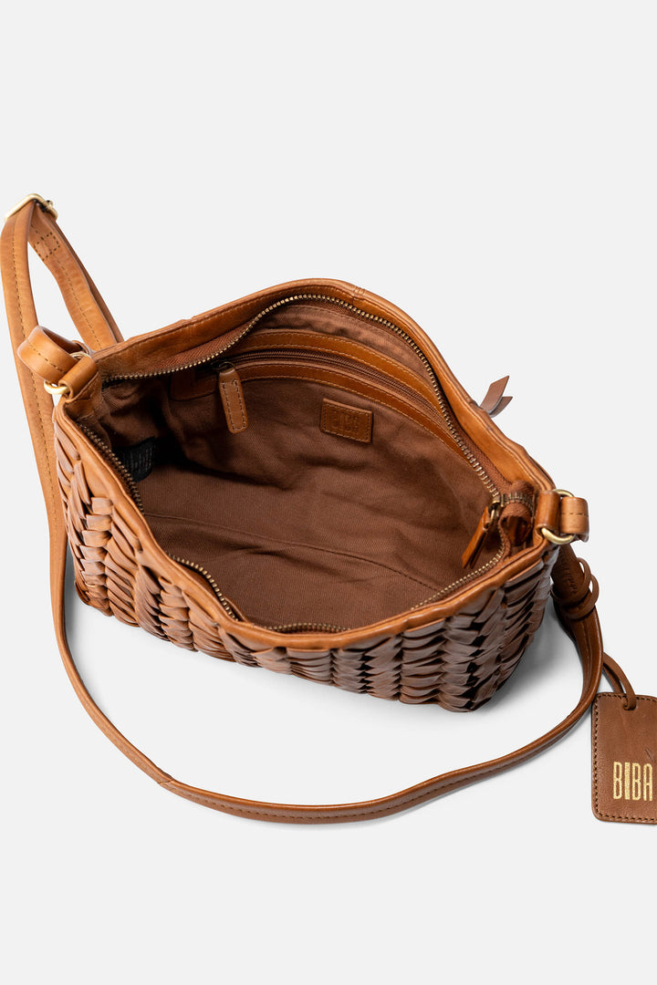Biba Elk Tan Brown Woven Leather Cross Body Bag ELK2L, interior