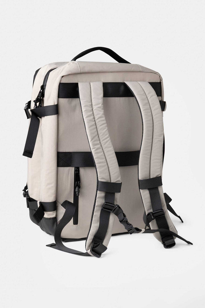 Biba Hanoi Taupe Beige Travel Backpack HAN2T, back view with padded straps