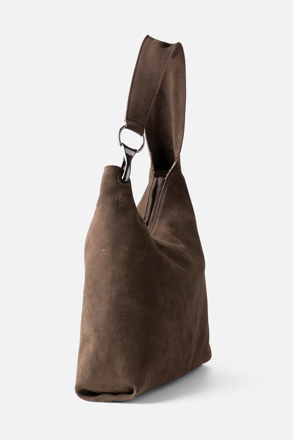 Biba Jackpot Dark Brown Suede Hobo Shoulder Bag JAP2L, side view