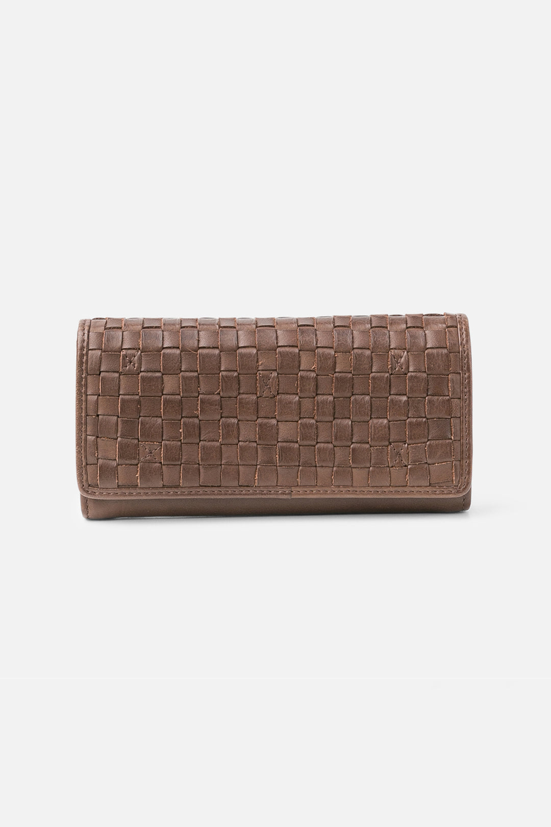 Biba Kansas Dark Brown Woven Leather Wallet KA3, front view