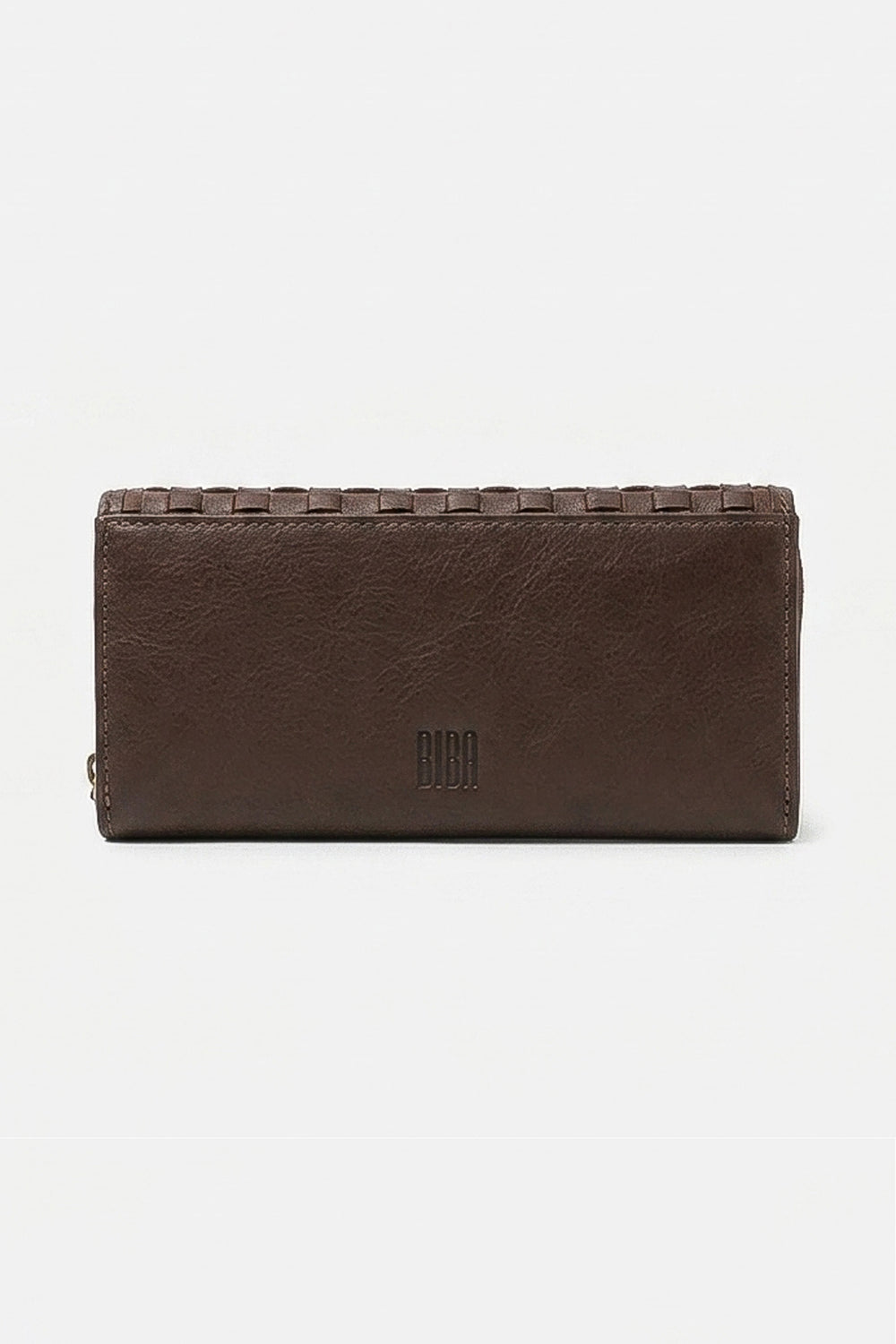 Biba Kansas Dark Brown Woven Leather Wallet KA3, back view