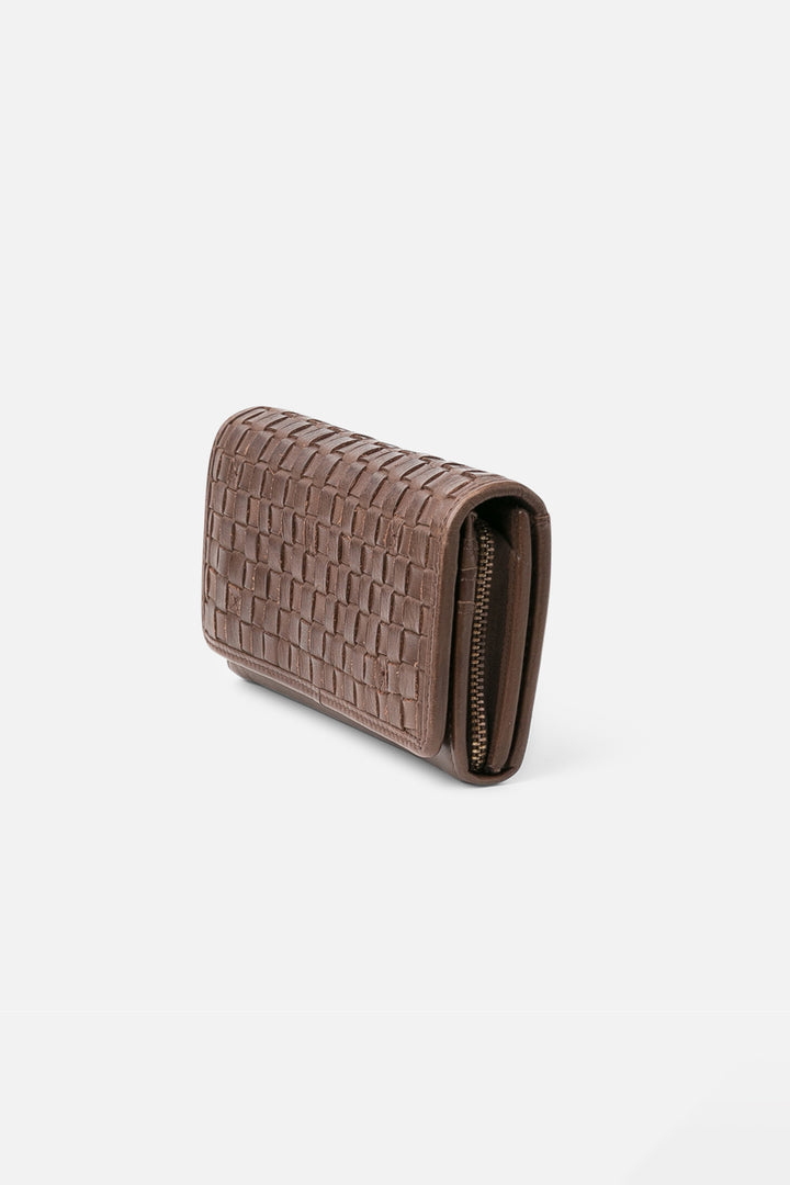 Biba Kansas Dark Brown Woven Leather Wallet KA3, side view