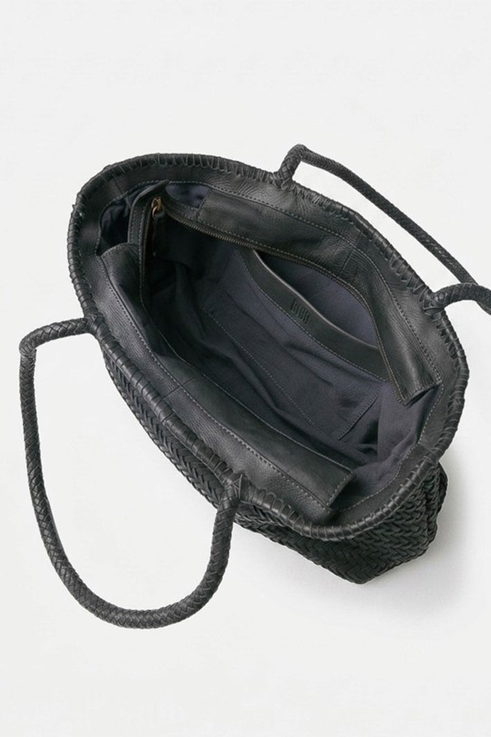 Biba Perkins Black Woven Leather Shoulder Bag PER10L, interior