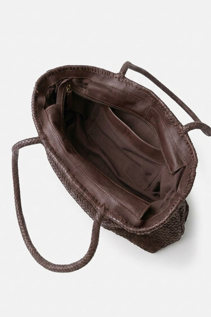 Biba Perkins Dark Brown Woven Leather Shoulder Bag PER10L, interior