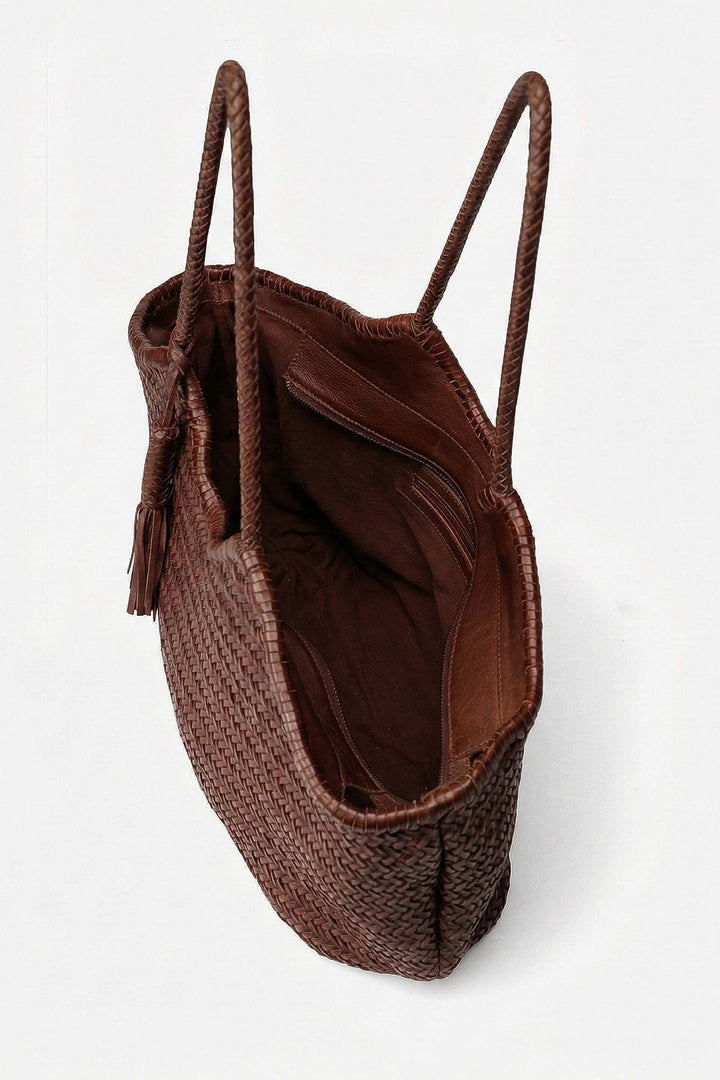 Biba Perkins Dark Brown Woven Leather Shoulder Bag PER9L, interior
