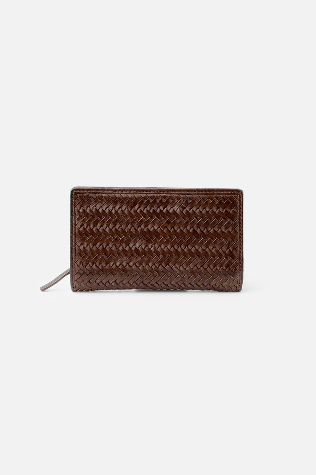Biba Perkins Dark Brown Woven Leather Wallet PER13L, front view