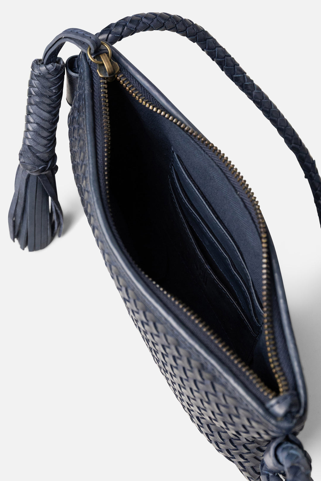 Biba Perkins Indigo Blue Woven Leather Cross Body Bag PER15L, interior