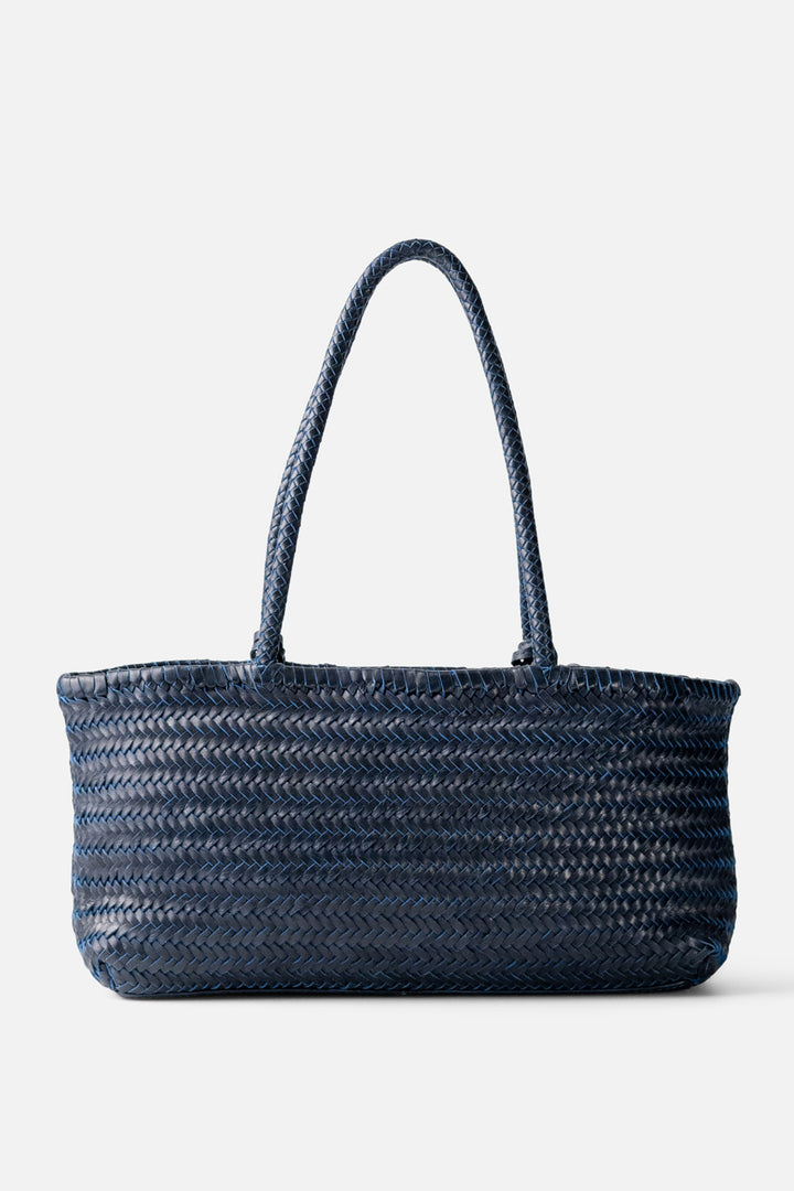 Biba Perkins Indigo Blue Woven Leather Shoulder Bag PER10L, back view
