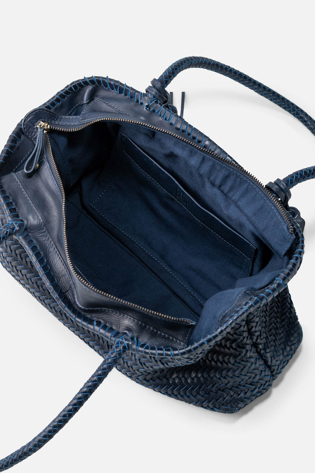 Biba Perkins Indigo Blue Woven Leather Shoulder Bag PER10L, interior