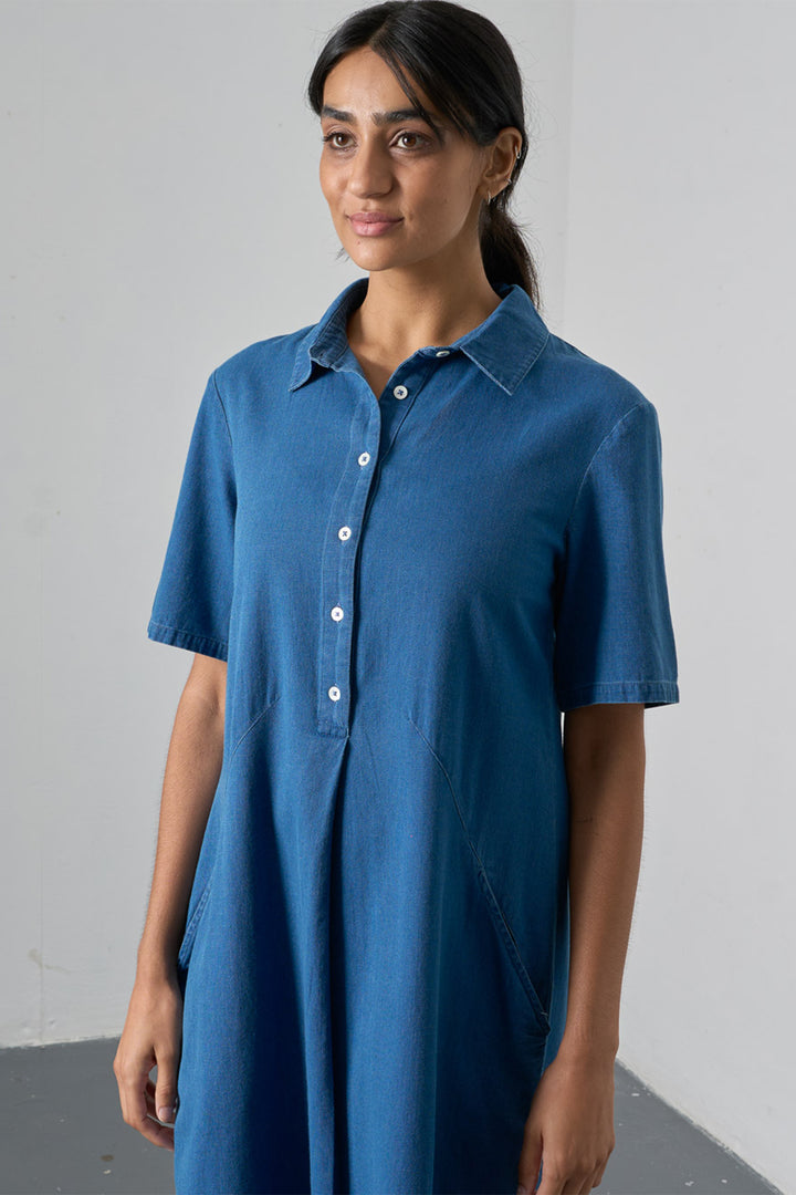 Bibico Alexa Blue Textured Denim Dress BS26WD001