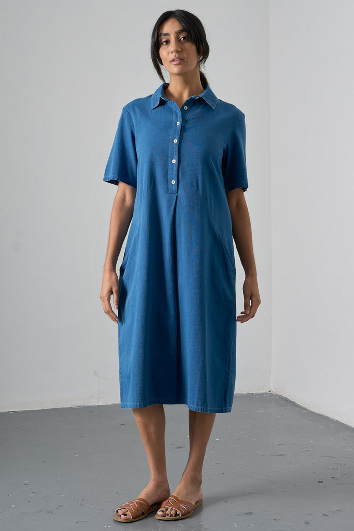 Bibico Alexa Blue Textured Denim Dress BS26WD001