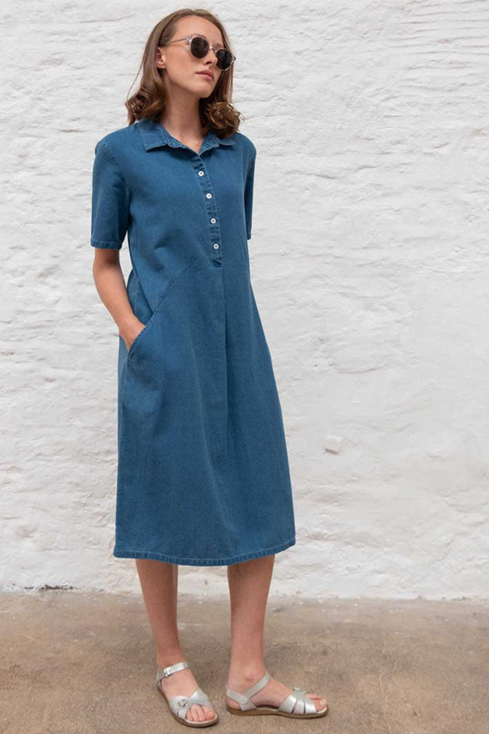 Bibico BA24WD011 Alexa Blue Textured Denim Cotton Dress - Shirley Allum Boutique