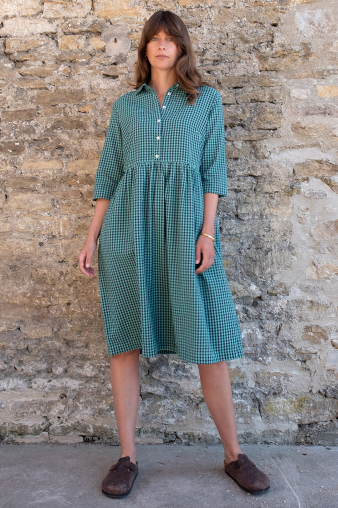 Bibico Bea Shirt Dress Duck Egg Blue Gingham - Shirley Allum Boutique