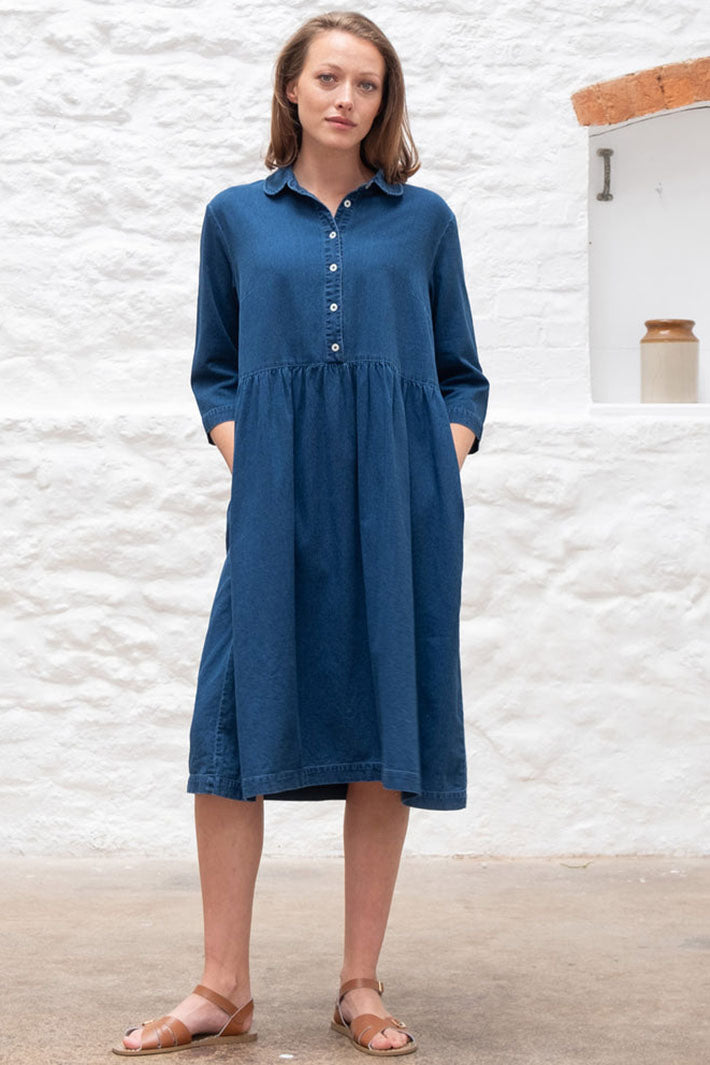 Bibico BS24WD002 Bea Blue Textured Denim Shirt Dress - Shirley Allum Boutique