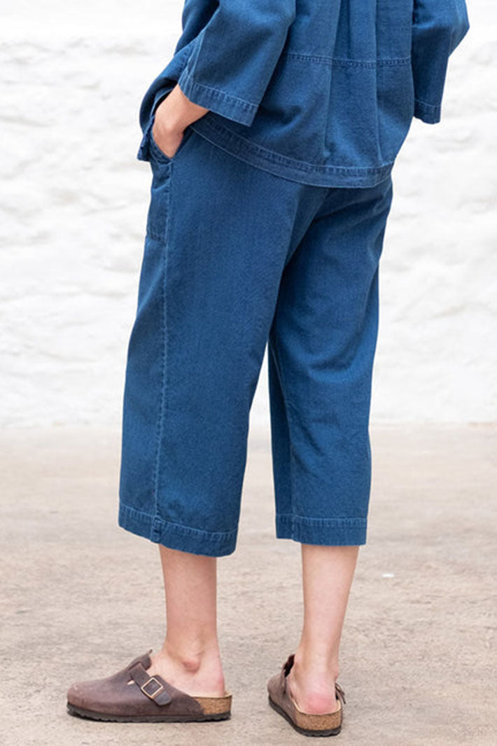 Bibico BS24WP003 Anna Blue Textured Denim Culotte Trousers - Shirley Allum Boutique