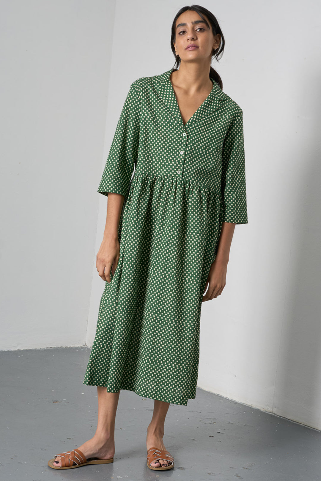 Bibico BS26WD005 Lilly Dot Green Long Cotton Dress