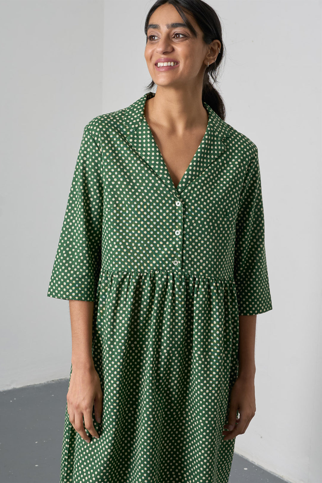 Bibico BS26WD005 Lilly Dot Green Long Cotton Dress