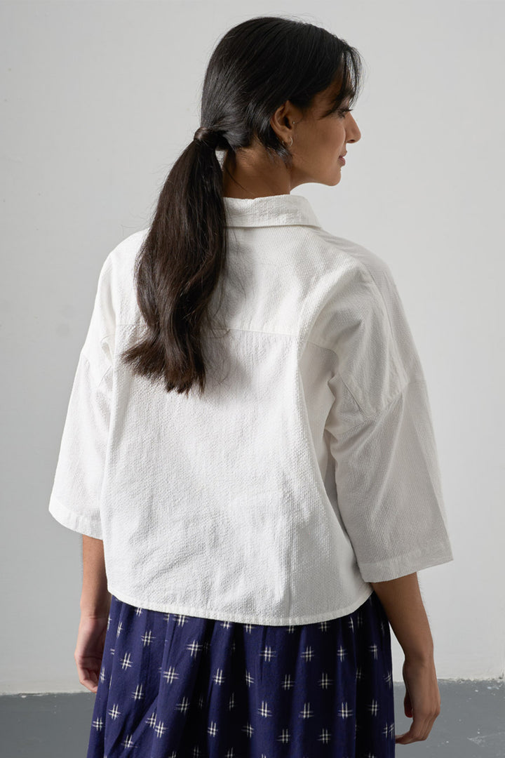 Bibico BS26WT002 Ava White Stripe Cotton Blouse