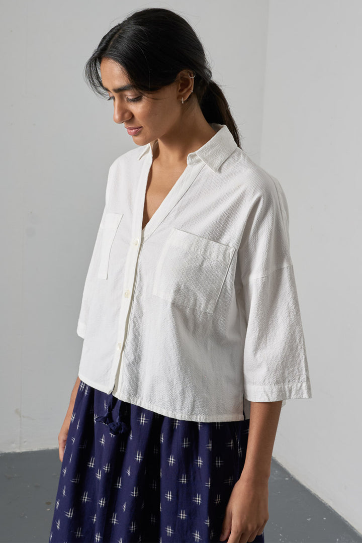 Bibico BS26WT002 Ava White Stripe Cotton Blouse