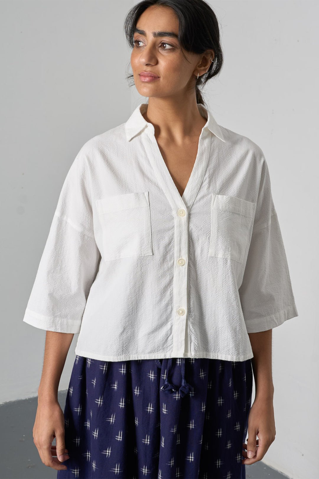 Bibico BS26WT002 Ava White Stripe Cotton Blouse
