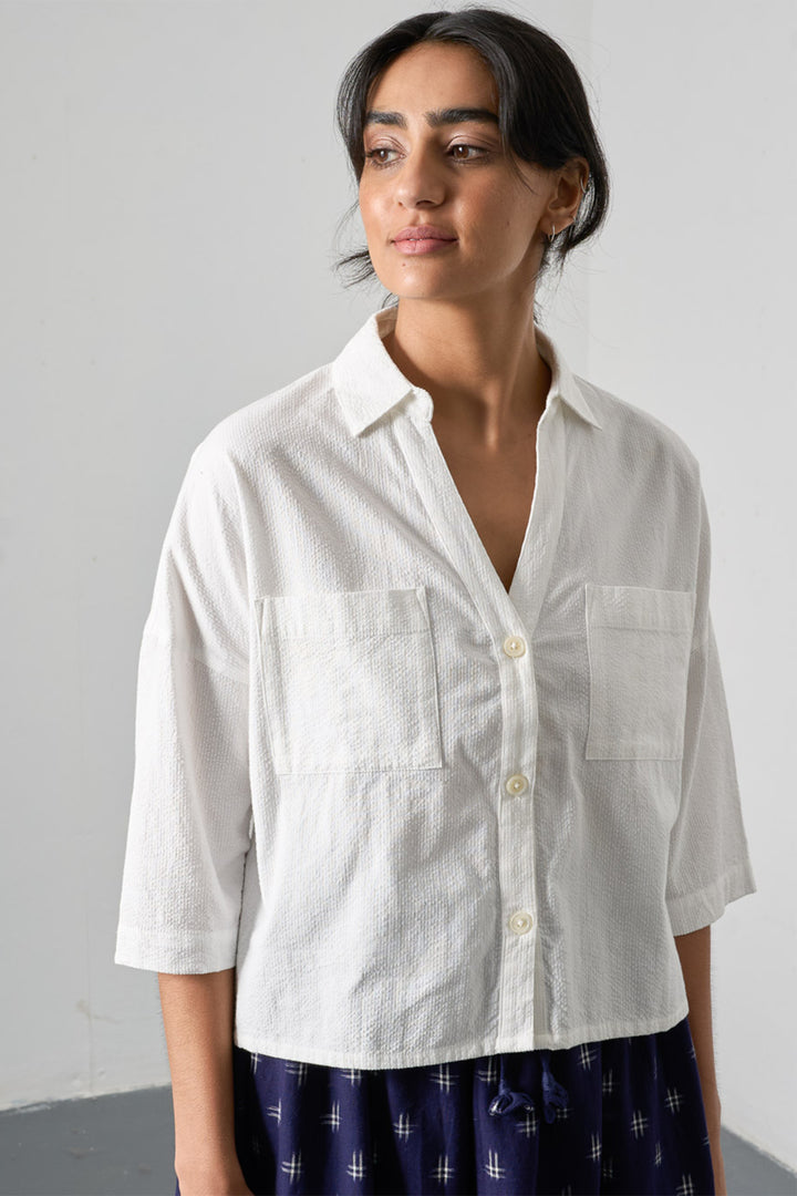 Bibico BS26WT002 Ava White Stripe Cotton Blouse