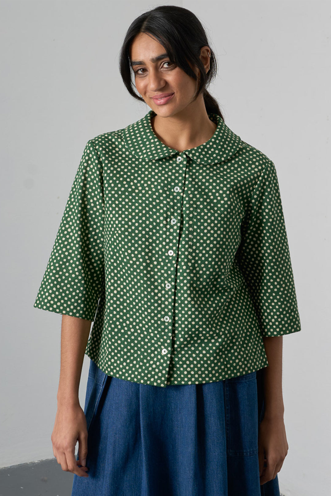 Bibico BS26WT003 Rowan Dot Green Casual Cotton Shirt