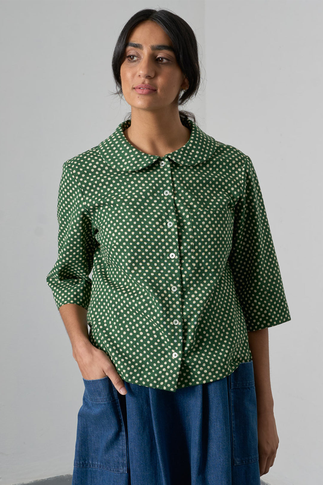 Bibico BS26WT003 Rowan Dot Green Casual Cotton Shirt
