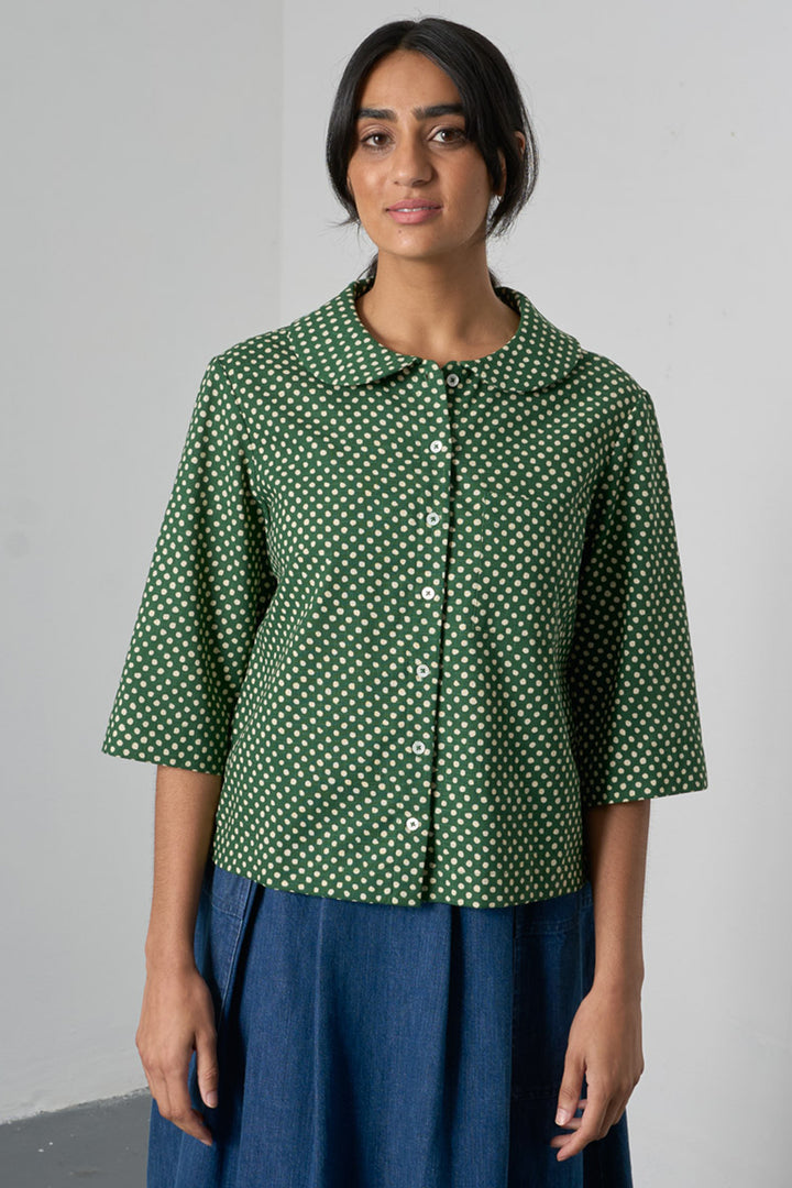 Bibico BS26WT003 Rowan Dot Green Casual Cotton Shirt
