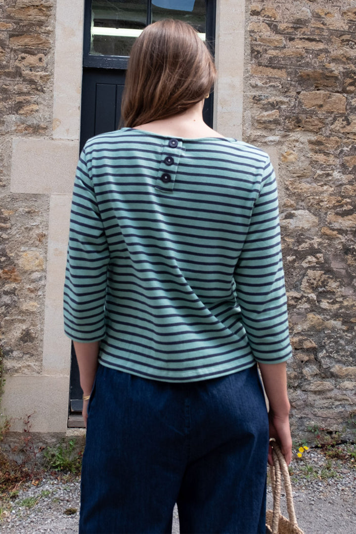 Bibico Classic Sailor Stripe T-Shirt Duck Egg Indigo - Shirley Allum Boutique