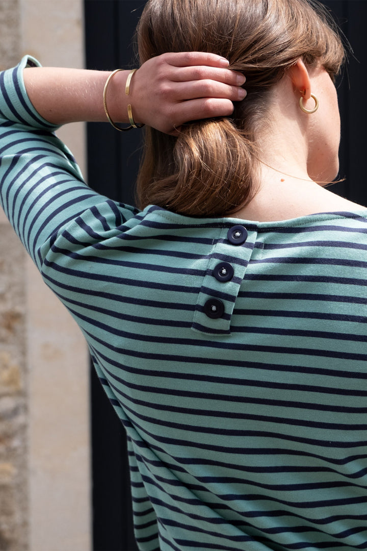 Bibico Classic Sailor Stripe T-Shirt Duck Egg Indigo - Shirley Allum Boutique