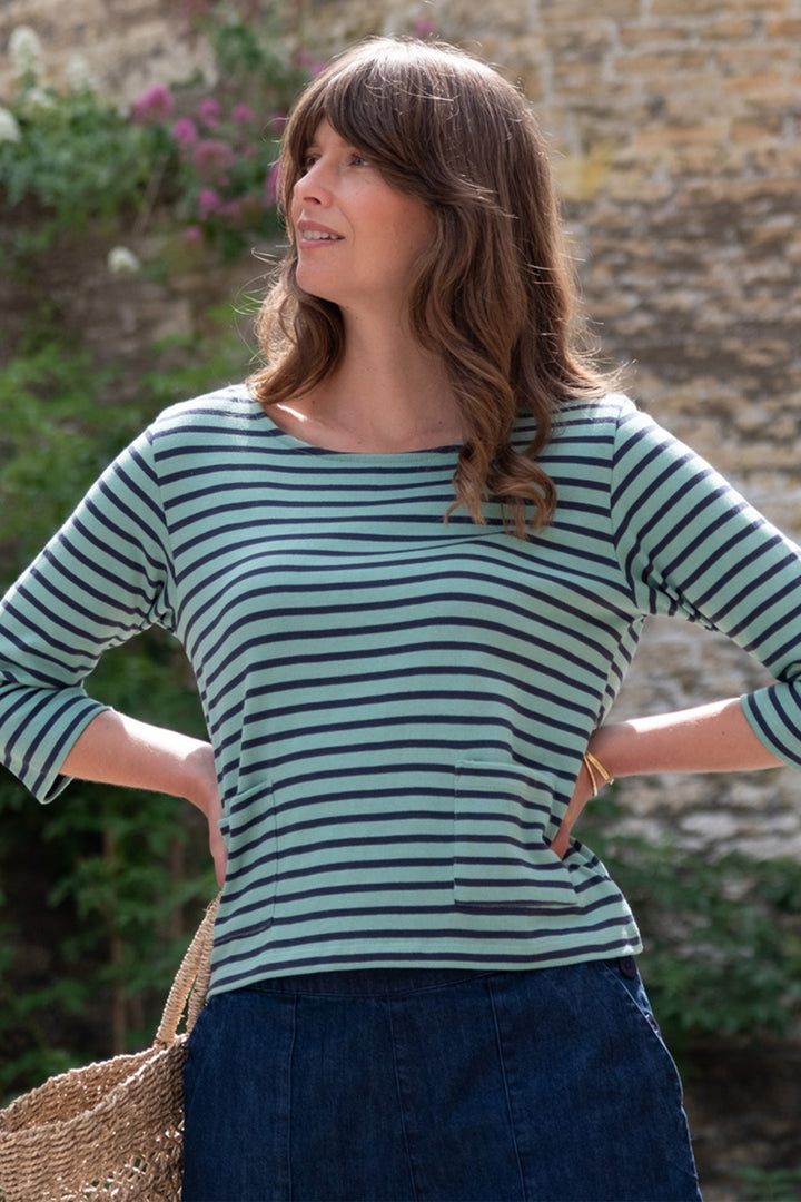 Bibico Classic Sailor Stripe T-Shirt Duck Egg Indigo - Shirley Allum Boutique