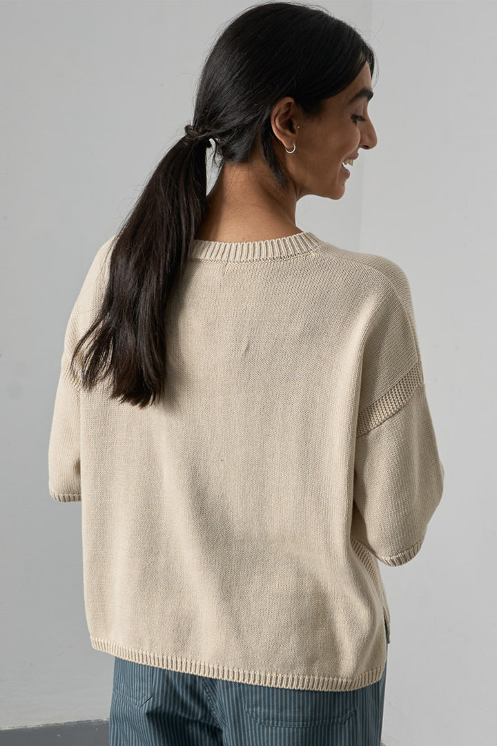Bibico Lisa Ecru Cream Short Sleeve Organic Cotton Jumper BS26KT001