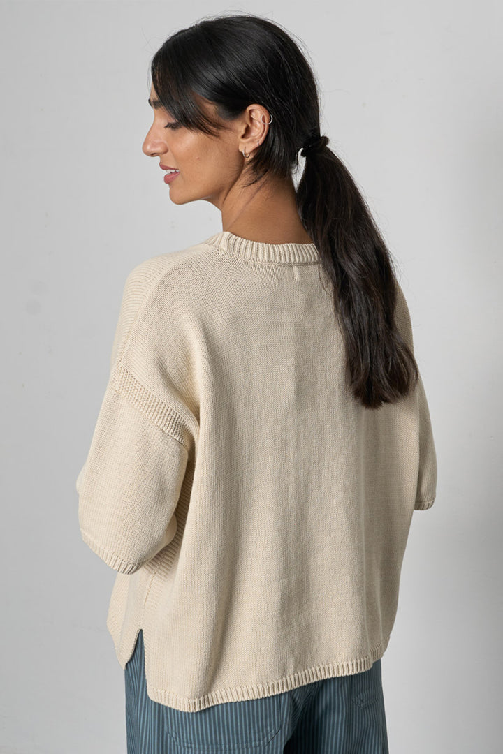 Bibico Lisa Ecru Cream Short Sleeve Organic Cotton Jumper BS26KT001