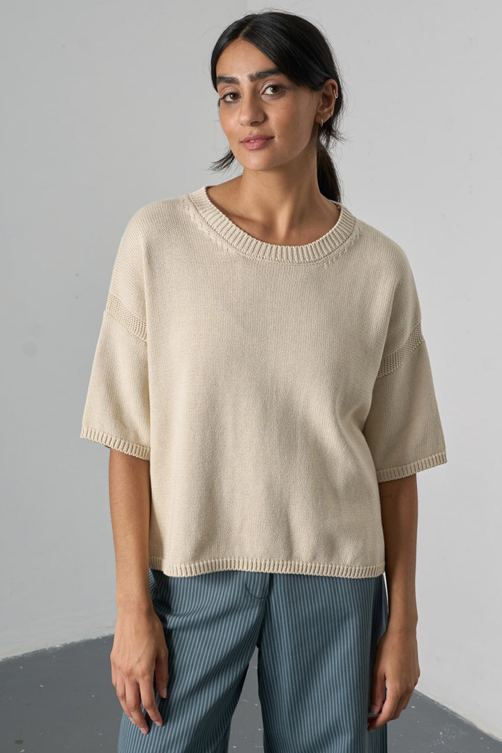 Bibico Lisa Ecru Cream Short Sleeve Organic Cotton Jumper BS26KT001