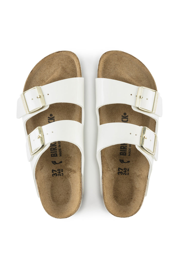 Birkenstock Arizona 1005294 Patent White Narrow Fit Sandal - Shirley Allum Boutique