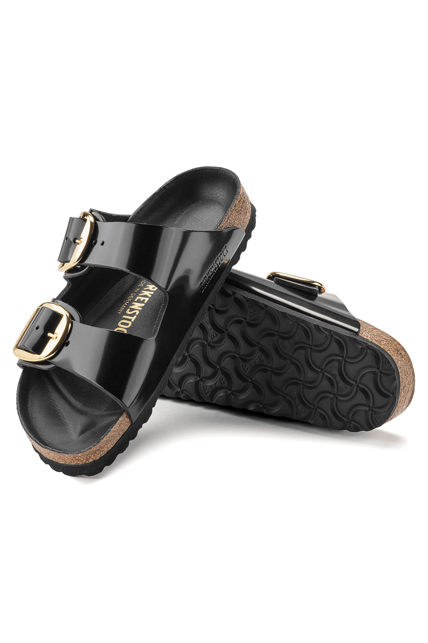 Birkenstock Arizona Big Buckle Sandal Black High Shine Patent Leather Narrow Fit 1021476