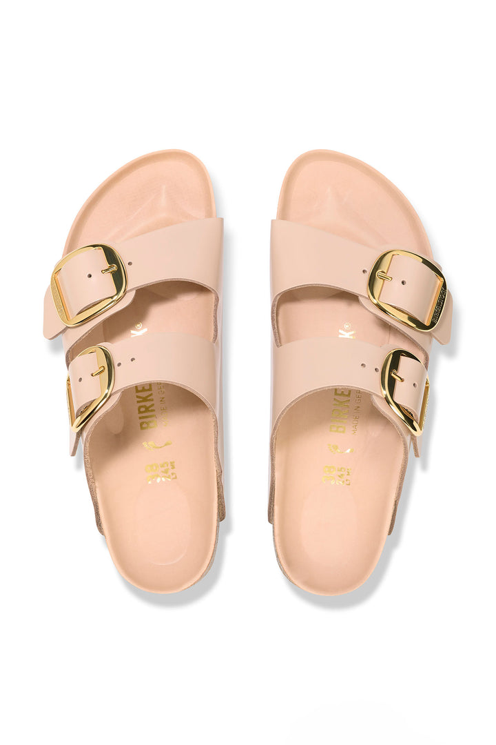 Birkenstock Arizona 1026553 Beige Patent Leather Big Buckle Narrow Fit Sandal - Shirley Allum Boutique