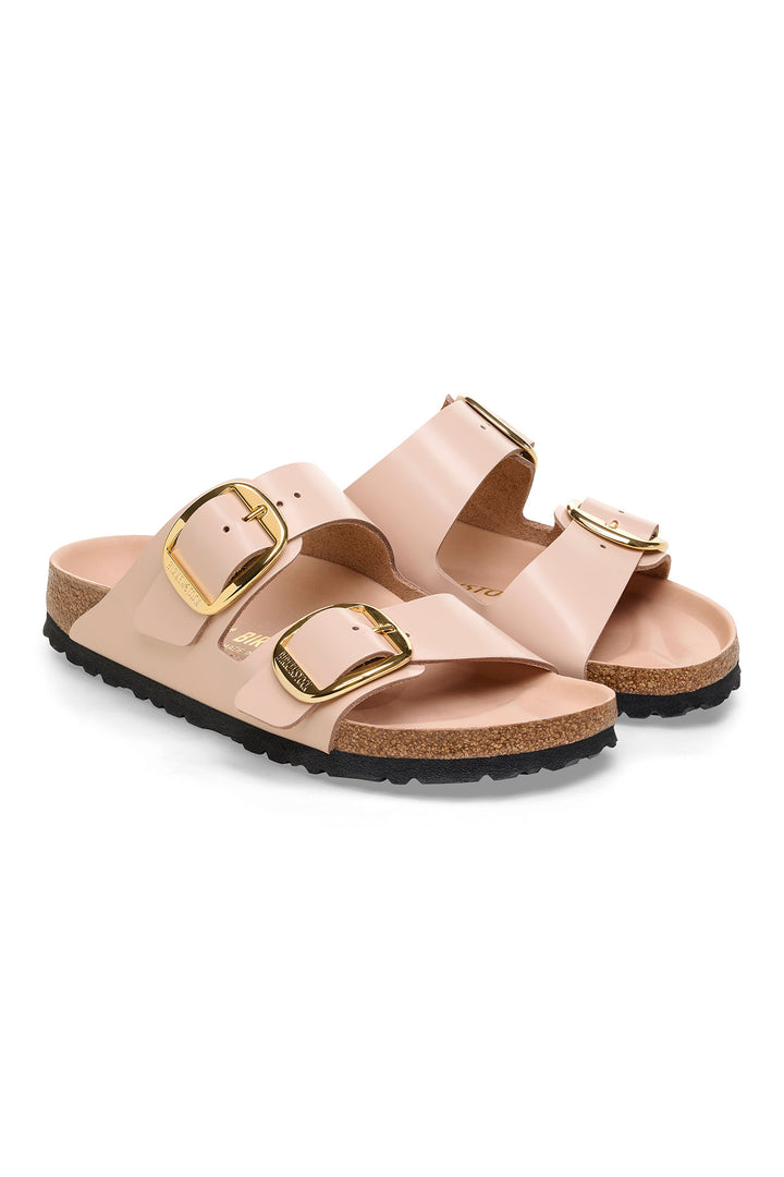 Birkenstock Arizona 1026553 Beige Patent Leather Big Buckle Narrow Fit Sandal - Shirley Allum Boutique