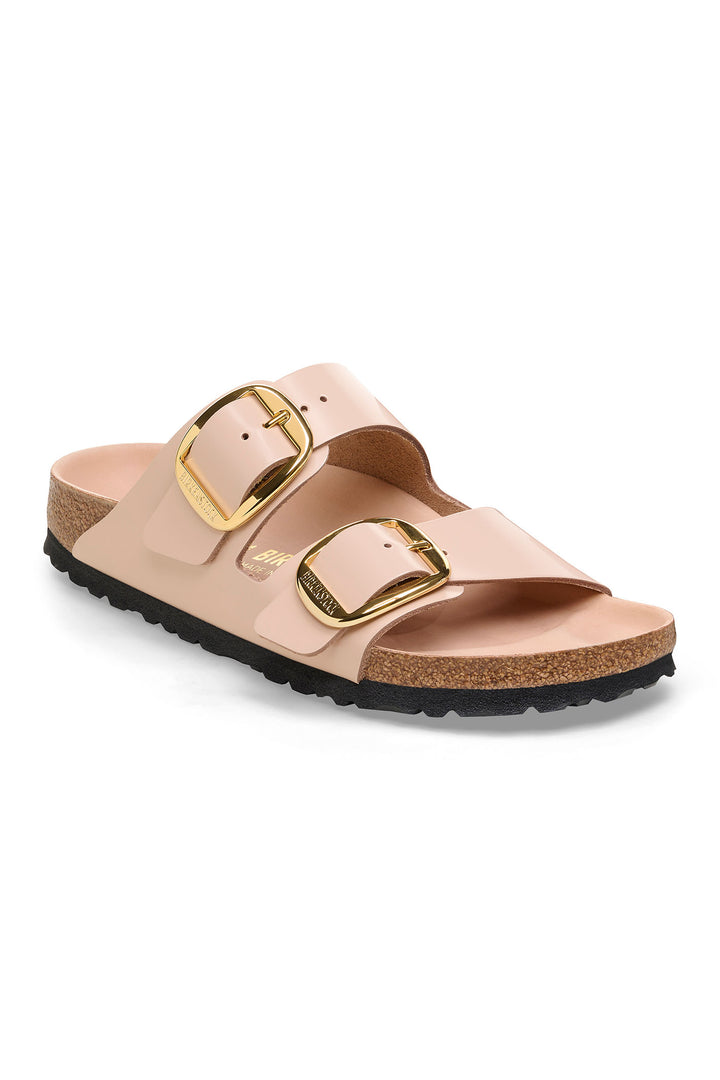 Birkenstock Arizona 1026553 Beige Patent Leather Big Buckle Narrow Fit Sandal - Shirley Allum Boutique