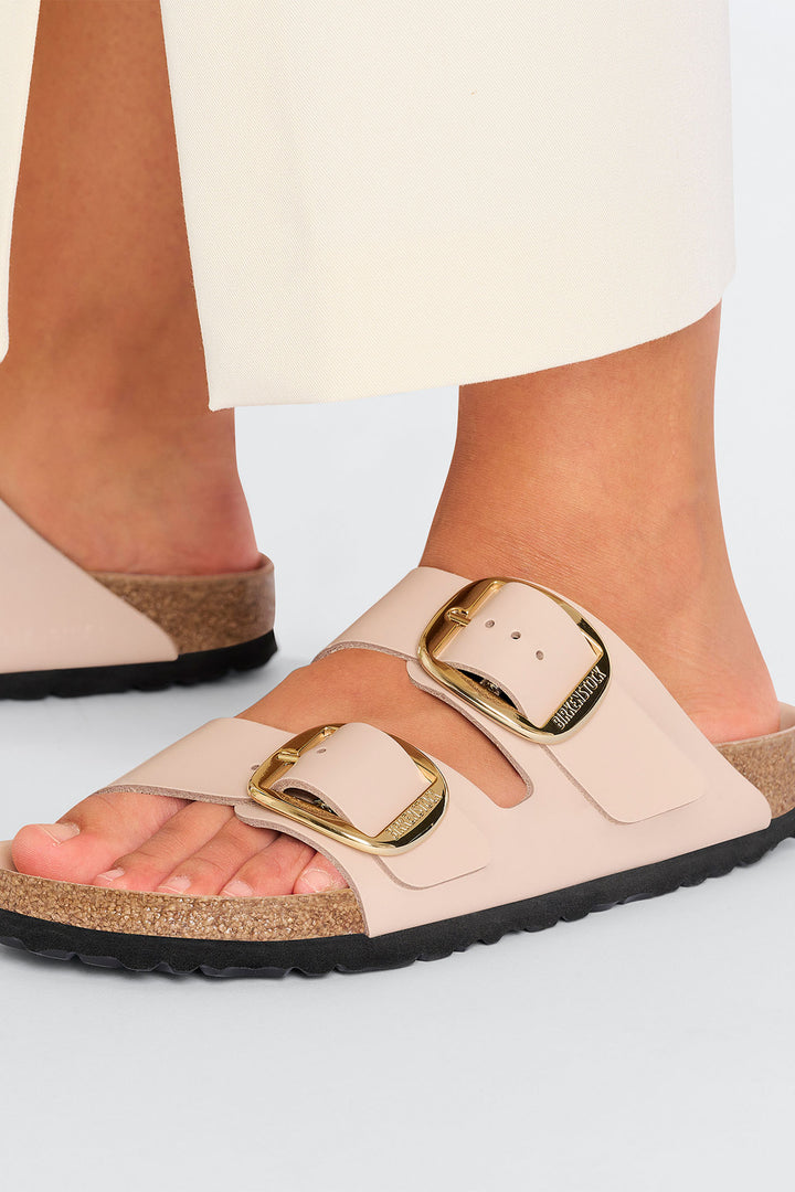 Birkenstock Arizona 1026553 Beige Patent Leather Big Buckle Narrow Fit Sandal - Shirley Allum Boutique