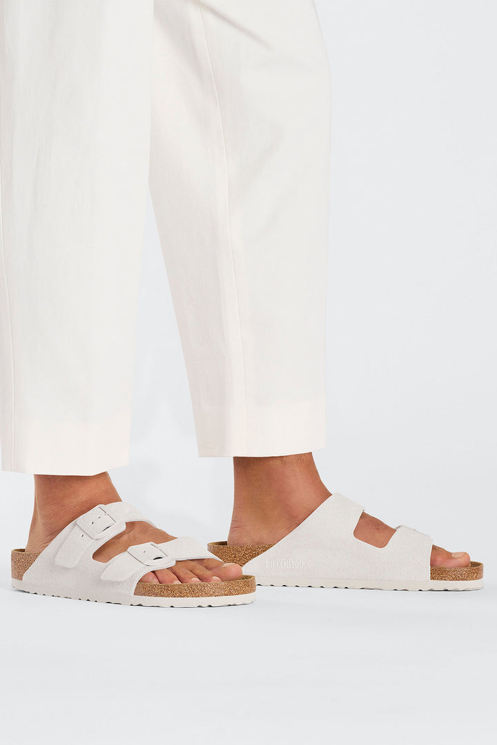 Birkenstock Arizona 1026842 Antique White Suede Narrow Fit Sandal - Shirley Allum Boutique